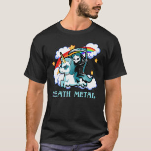 Camiseta Funny Rainbow Skeleton Unicorn Death Metal Music F