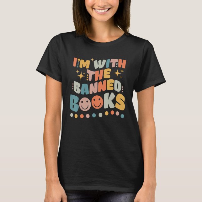 Camiseta Funny Reading Shirt Book I'm With Banned Men Women (Frente)