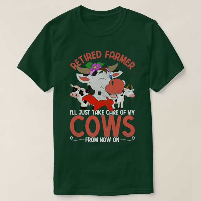 Camiseta Funny Recansado Fazendeiro Reformado Cultivo Vaca  (Frente do Design)
