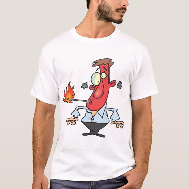 Camiseta Funny Red Face Man with Thermometer Fever (Frente)