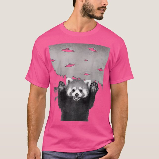 Camiseta Funny Red Panda Selfie Na Alienígena Ufo Invasão (Frente)