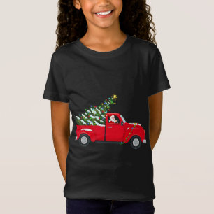 Camiseta Funny Red Truck Lover Xmas Santa Hat Red Truck Chr