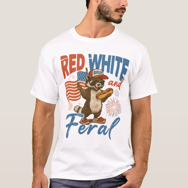 Camiseta funny red white and bruh shirt (Frente)