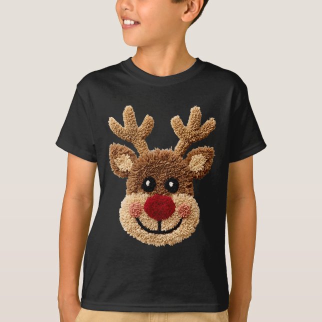 Camiseta Funny Reindeer Rudolph Crochet Merry Christmas Xma (Frente)