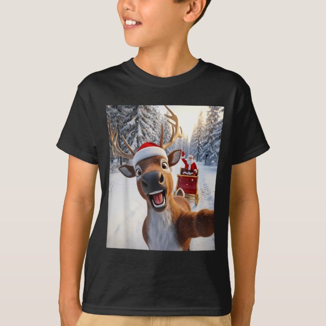 Camiseta Funny Reindeer Selfie Santa Merry Christmas Men Wo (Frente)
