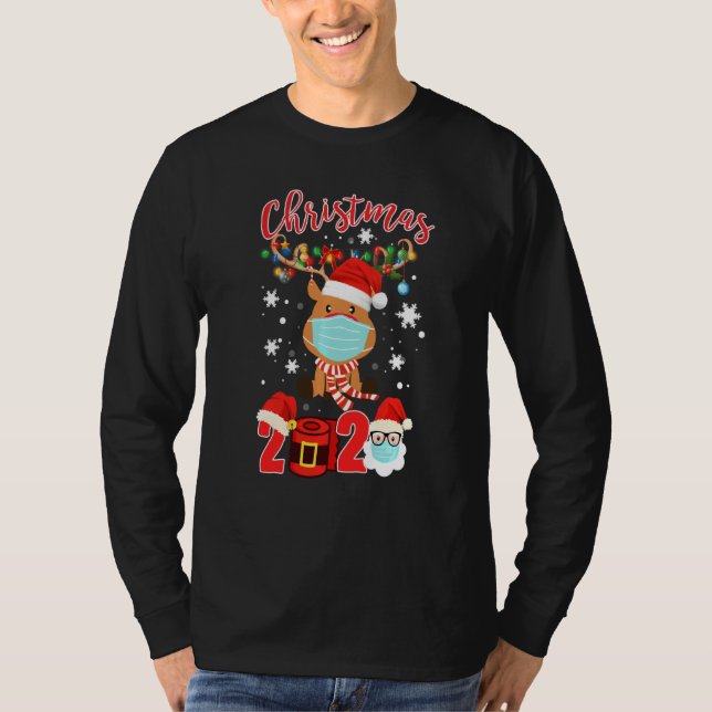 Camiseta Funny Reindeer Vestindo Femask Tree Light Christm (Frente)