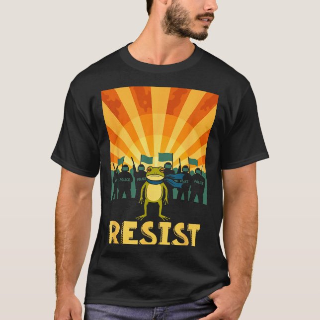 Camiseta Funny Resist Portland Frog Protest  (Frente)