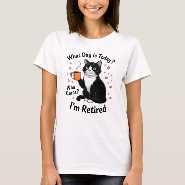 Camiseta Funny Retired Cat Tea Relaxed Humor (Frente)