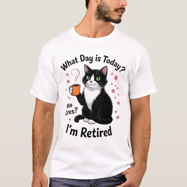 Camiseta Funny Retired Cat Tea Relaxed Humor (Frente)