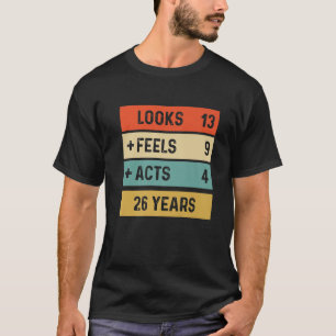 Camiseta Funny Retro 26º Aniversário, Nascer De 26 Anos Em
