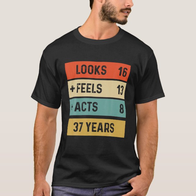Camiseta Funny Retro 37º Aniversário, 37 Anos Nascer Em 199 (Frente)