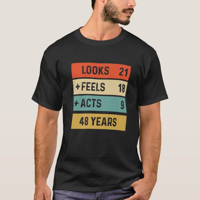 Camiseta Funny Retro 48º Aniversário De 48 Anos Nascer Em 1 (Frente)