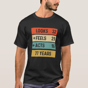 Camiseta Funny Retro 77º Aniversário, Nascer De 77 Anos E