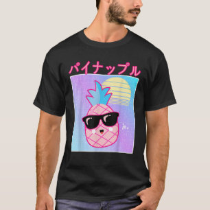 Camiseta Funny Retro 90 Japonês Kawaii Pineapple com Sun