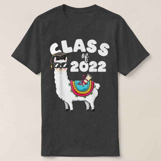 Camiseta Funny Retro Class Of 2022 Llama Alpaca Cap Senior  (Frente do Design)