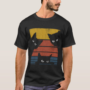 Camiseta Funny Retro Desi Três Gatos Vintage Black Animais
