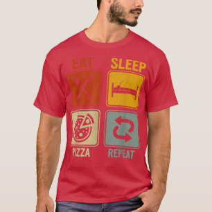 Camiseta Funny Retro Design For Pizza Lover Eat Sleep Pizza