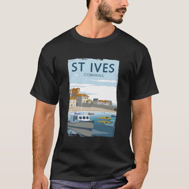 Camiseta Funny Retro England Rua Ives Cornwall Poster de vi (Frente)