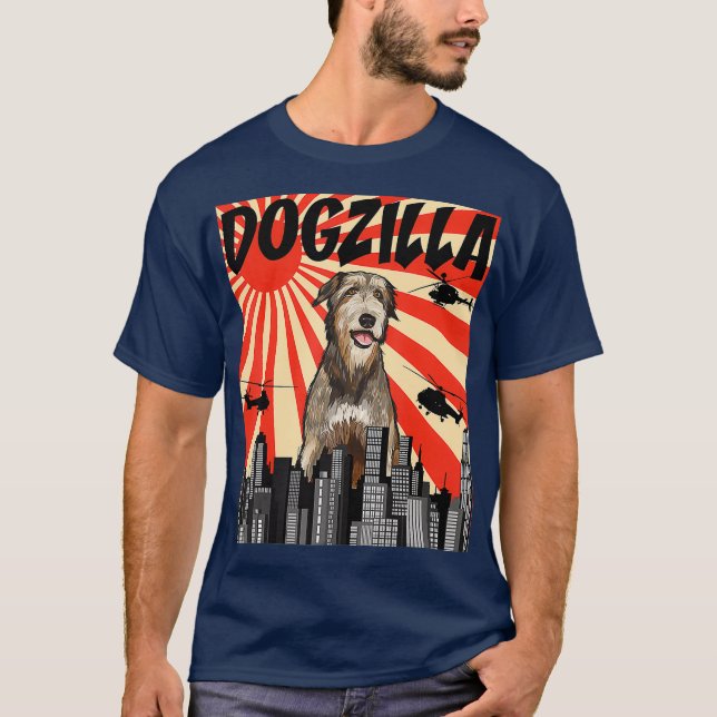 Camiseta Funny Retro Japanese Dogzilla Irish Wolfhound (Frente)
