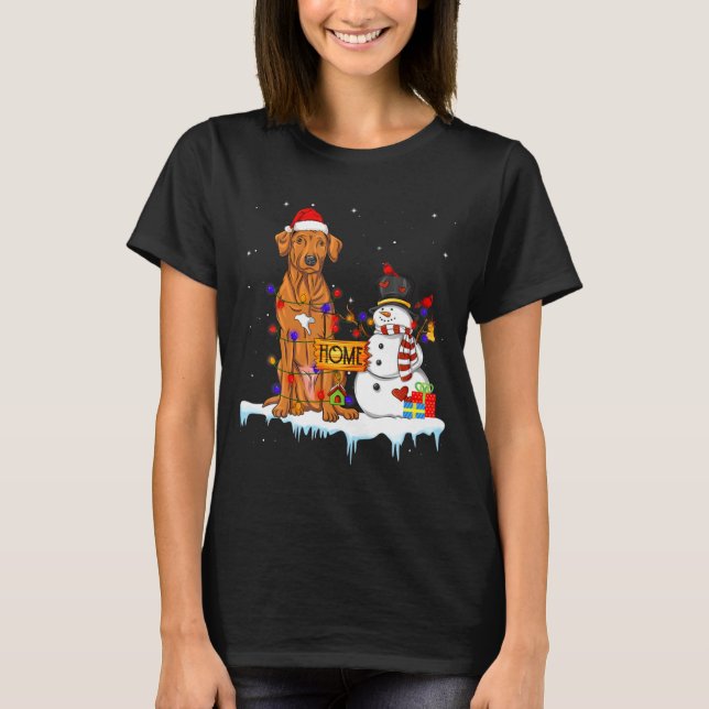 Camiseta Funny Rhodesian Ridgeback Dog Christmas Snowman Xm (Frente)