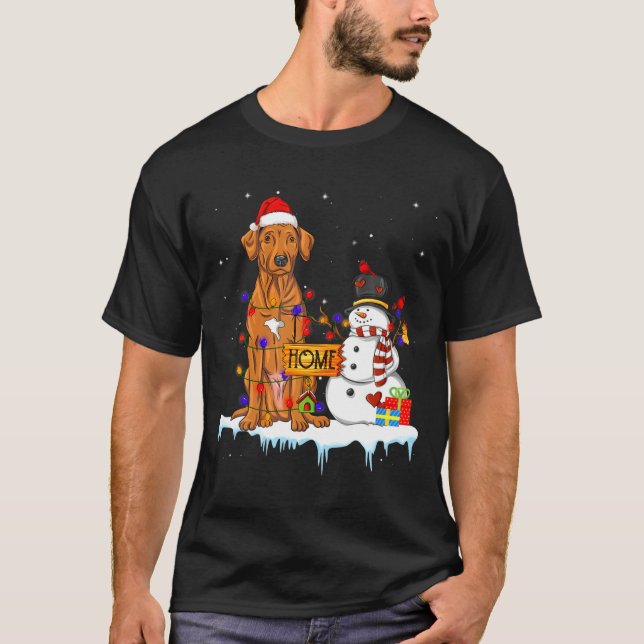 Camiseta Funny Rhodesian Ridgeback Dog Christmas Snowman Xm (Frente)