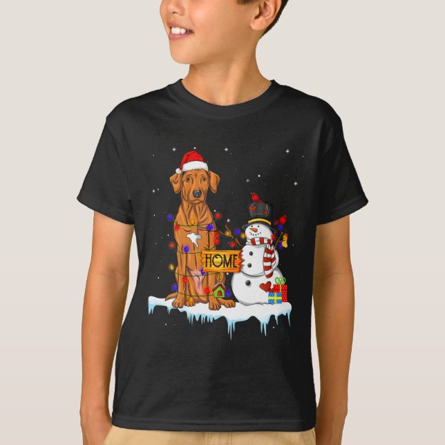 Camiseta Funny Rhodesian Ridgeback Dog Christmas Snowman Xm (Frente)
