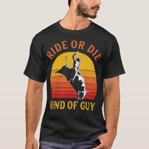 Camiseta Funny Rodeo Men Cowboy Touro Pilotando Bull Rider