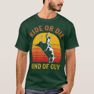 Camiseta Funny Rodeo Men Cowboy Touro Pilotando Bull Rider 