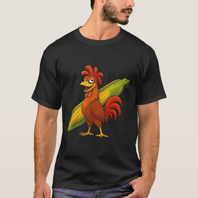 Camiseta Funny Rooster With Corn Cob Thanksgiving Chicken F (Frente)