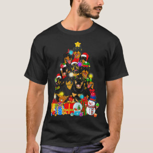 Camiseta Funny Rottweiler Christmas Tree Lights Gift Dog Lo