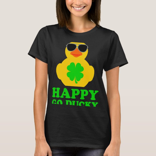 Camiseta Funny Rubber Duck Four Leaf Clover Sunglasses Happ (Frente)