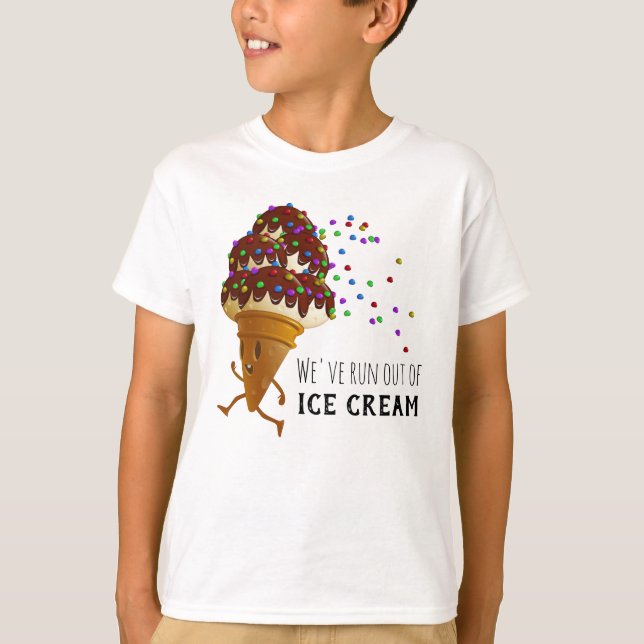 Camiseta Funny Run Out of Ice Cream Cartoon (Frente)