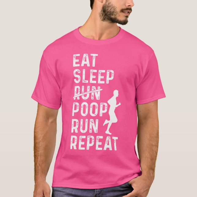 Camiseta Funny Runner Coma Sleep Executar Execução Repetir (Frente)