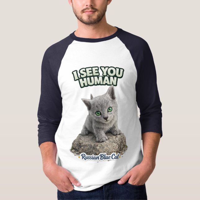 Camiseta Funny Russian Blue Kitten Design (Frente)