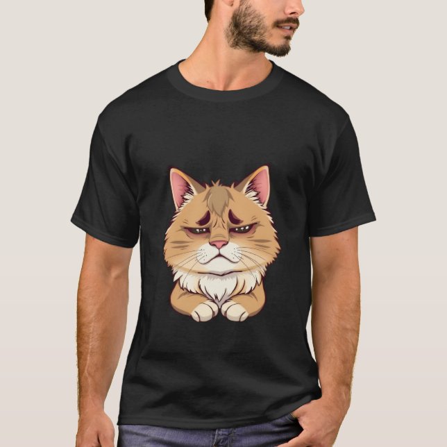 Camiseta Funny Sad Ginger Cat Tired Eyes  ✨🐾🥺 (Frente)