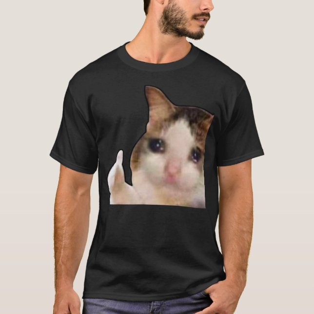 Camiseta Funny Sad Thumbs Up Cat Meme Crying Kitten Lover (Frente)