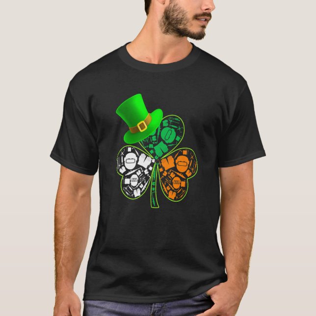 Camiseta Funny Saint Patrick S Day Welder Shamrock Hat Iris (Frente)