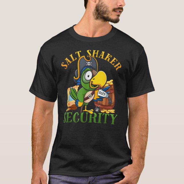 Camiseta Funny Salt Shaker Security Pirate Head Parrot Conc (Frente)