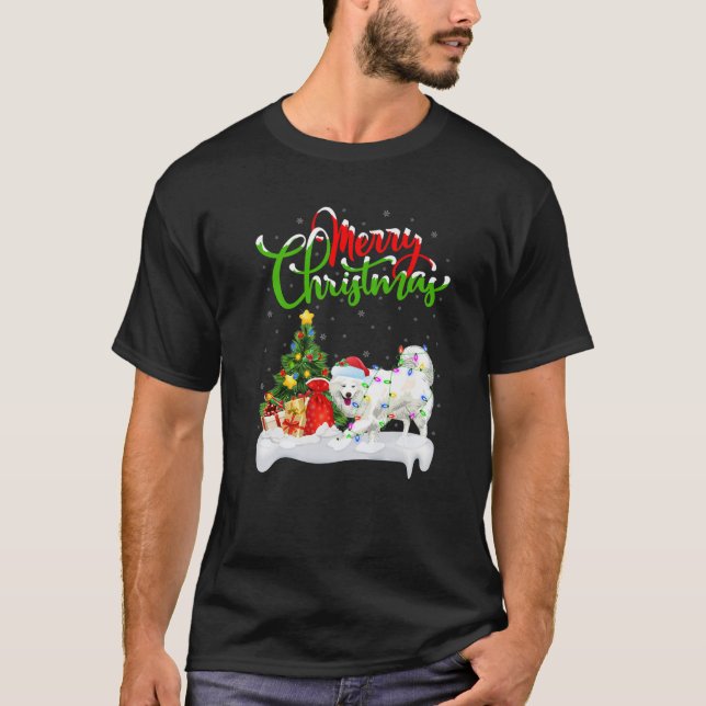 Camiseta Funny Samoyed Dog Lover Xmas Lighting Samoyed Chri (Frente)