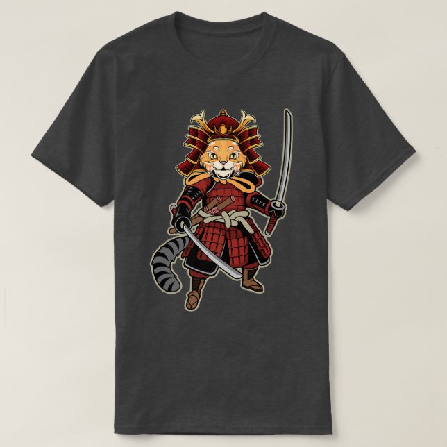Camiseta Funny Samurai Cat Japanese Kitten Cats  (Frente do Design)