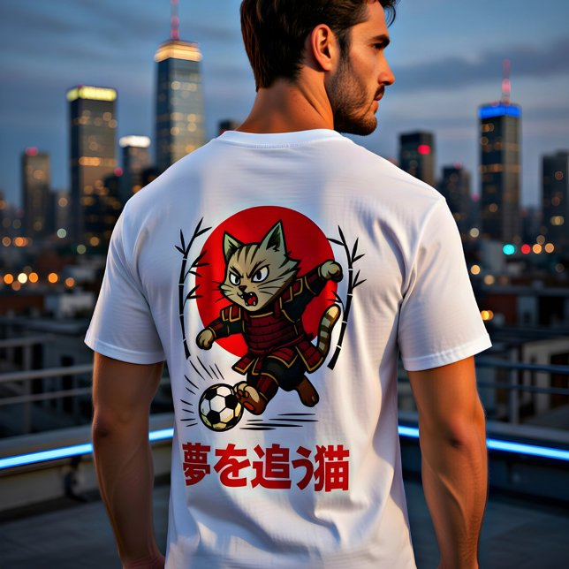 Camiseta Funny Samurai Cat Soccer - Gift for Anime & Sports (Criador carregado)