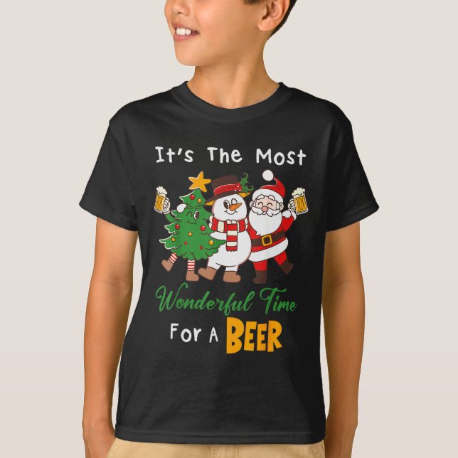 Camiseta Funny Santa Beer Christmas Drinking Most Wonderful (Frente)