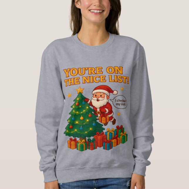 Camiseta Funny Santa Christmas Hoodie Women – Holiday Gift (Frente)