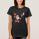 Camiseta Funny Santa Claus Jogando Natal de Feliz de Basque<br><div class="desc">Feliz Papai Noel Jogando Basquete Feliz De Natal</div>