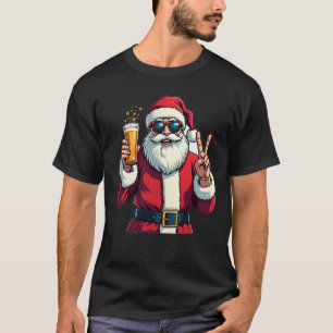 Camiseta Funny Santa Claus Legal Óculos Sunvidros Paz