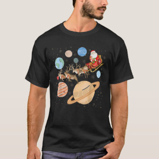 Camiseta Funny Santa Claus Sleigh Solar System Planet
