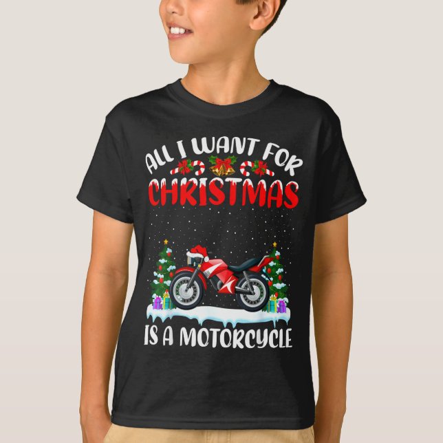 Camiseta Funny Santa Hat All I Want For Christmas Is A Moto (Frente)