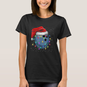 Camiseta Funny Santa Hat Boliche Luzes de Natal Boliche L