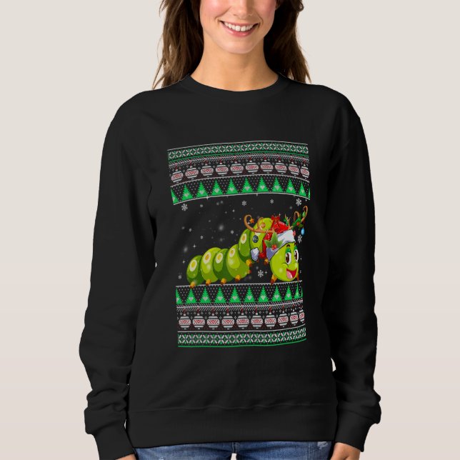 Camiseta Funny Santa Hat Correspondendo Ugly Caterillar Chr (Frente)