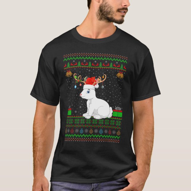 Camiseta Funny Santa Hat Matando Ugly Artic Hare Christma (Frente)